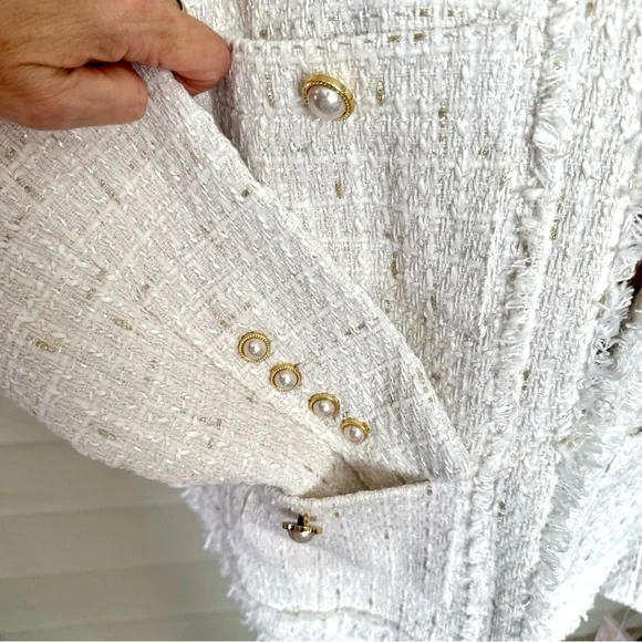 Nanette Lepore Elegant White Tweed Jacket size XL - Picture 7 of 9